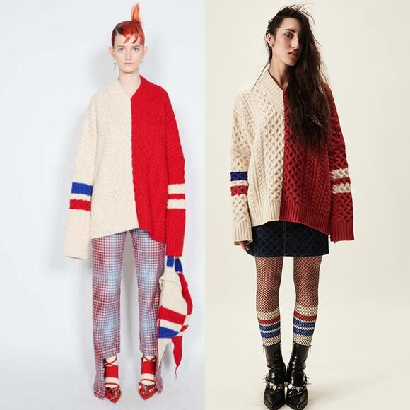 Charles Jeffrey Loverboy Off White Red College Cricket Cable Knit Wool Sweater - Picture 2 of 15